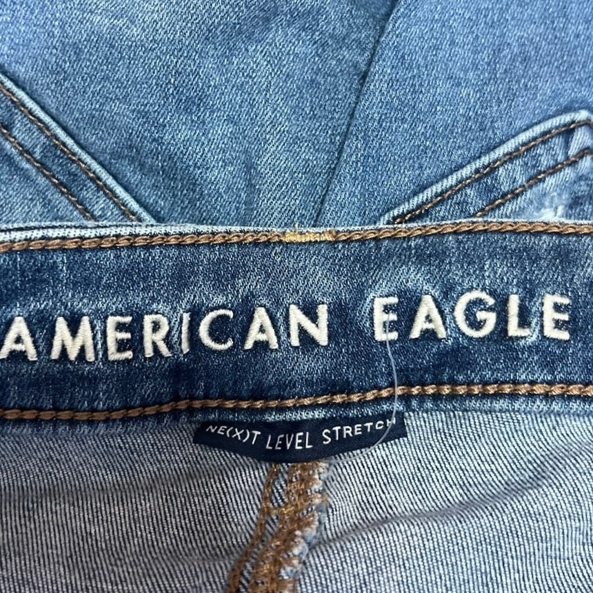 American Eagle Blue Medium Wash Distressed Skinny High Rise Jegging Jeans Size 2 - Image 4