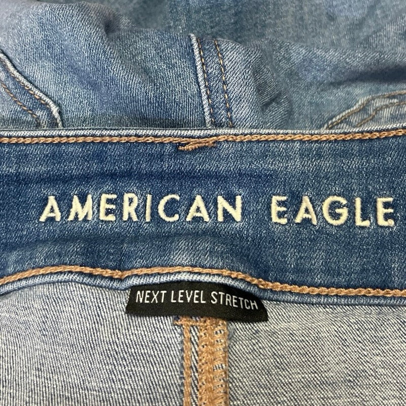 American Eagle Next Level Stretch Women's Blue Welt Pockets Skinny Denim Jeans 2 - Image 5