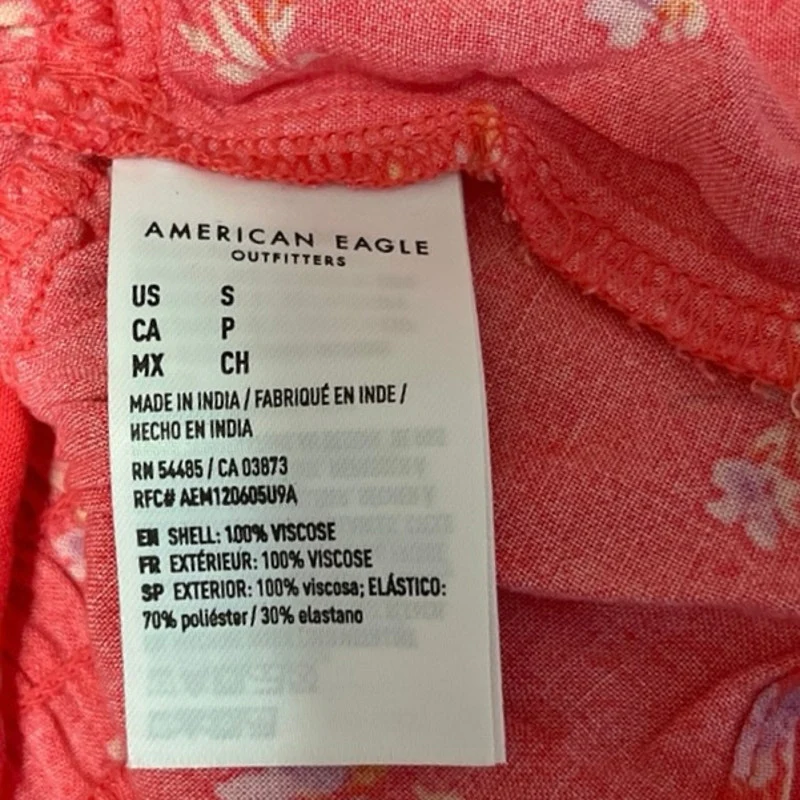 American Eagle NWT Orange Floral Smocked Ruffle Summer Tiered Mini Dress Size S - Image 4
