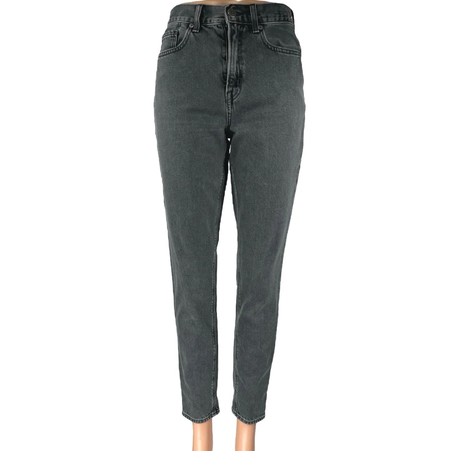 American Eagle Outfitters Black High Waist Skinny Straight Denim Jeans Pants 0