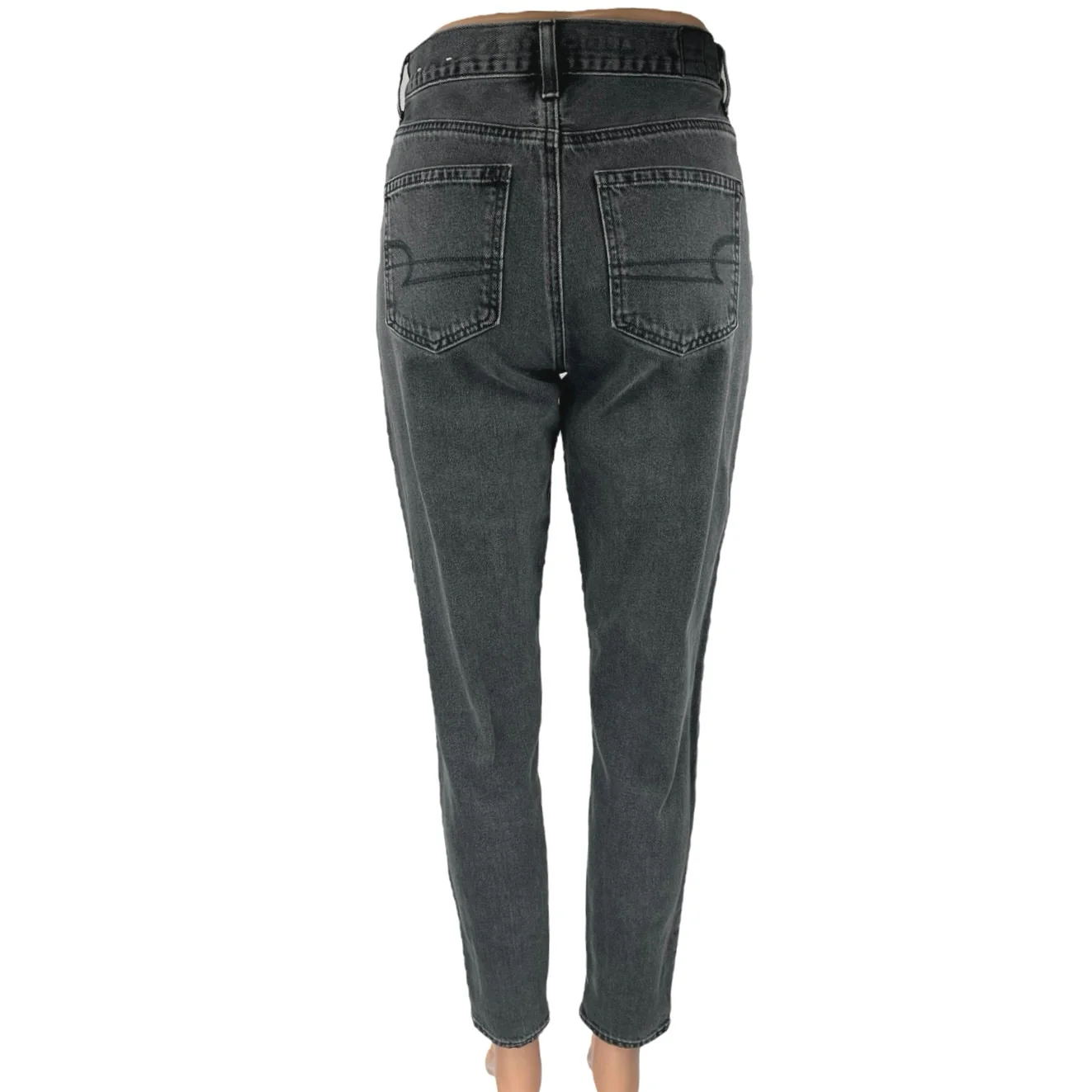 American Eagle Outfitters Black High Waist Skinny Straight Denim Jeans Pants 0 - Image 3