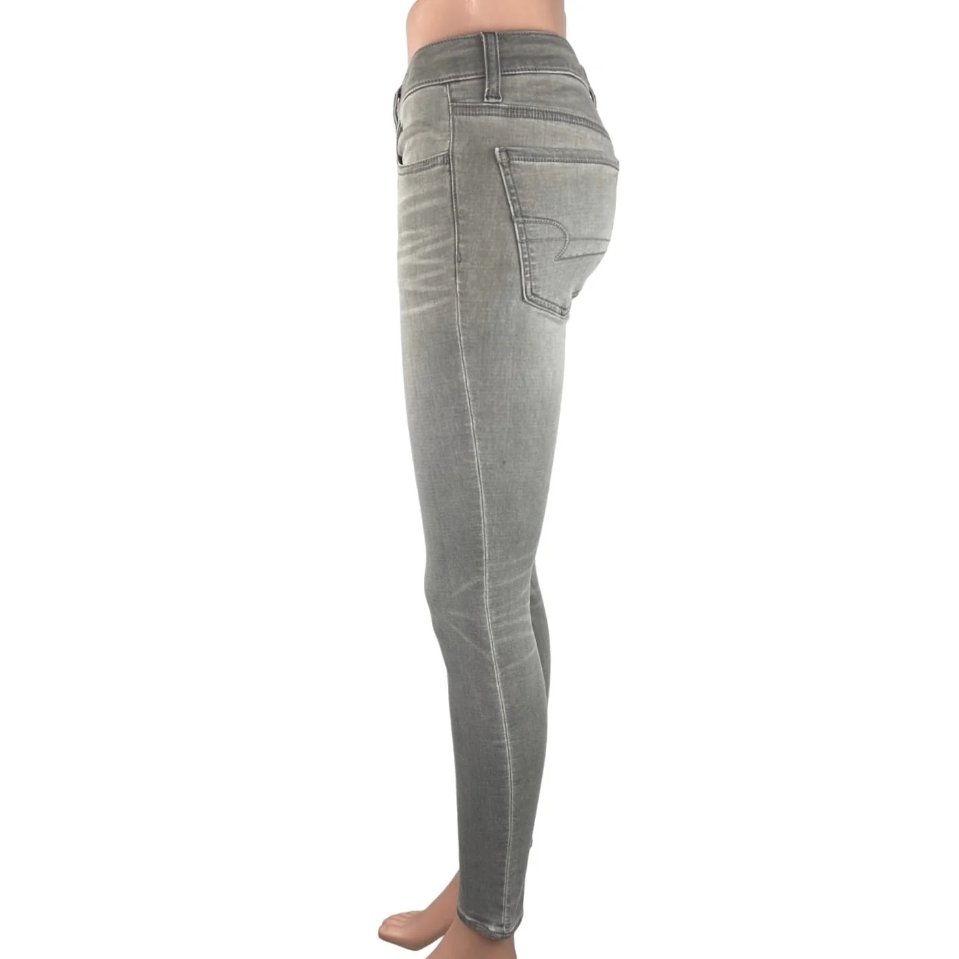 American Eagle Outfitters Gray Super Stretch Low Rise Skinny Jegging Jeans Sz 4 - Image 2