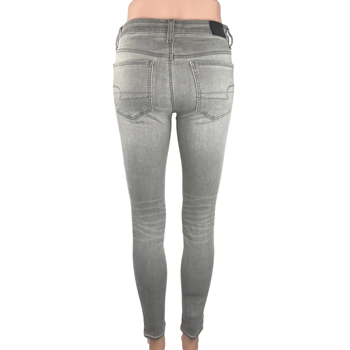 American Eagle Outfitters Gray Super Stretch Low Rise Skinny Jegging Jeans Sz 4 - Image 3