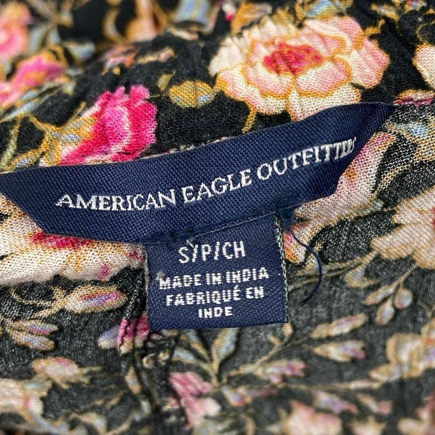 American Eagle Outfitters Multicolor Floral Print Tie Waist Paperbag Shorts Sz S - Image 4
