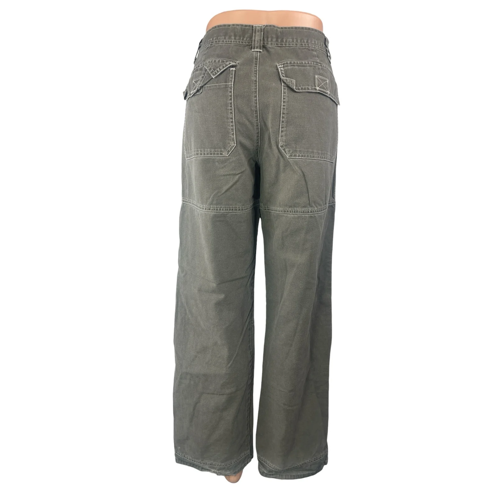 American Eagle Outfitters Women's Gray High Rise Straight Cargo Trousers Pants 6 - Image 2