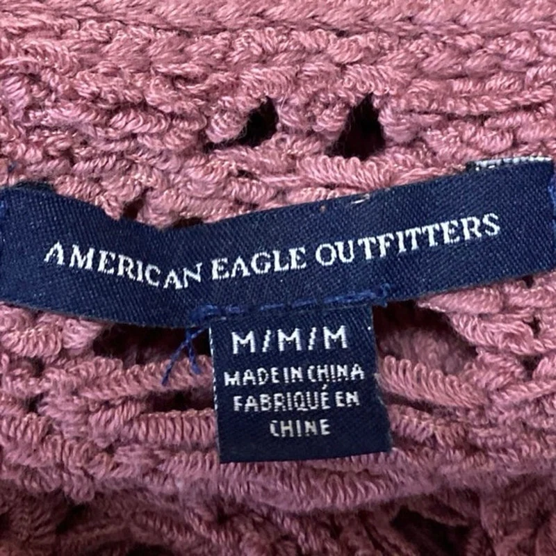 American Eagle Pink Crochet Sleeveless Mini Beach Coverup Tank Tunic Dress Sz M - Image 6