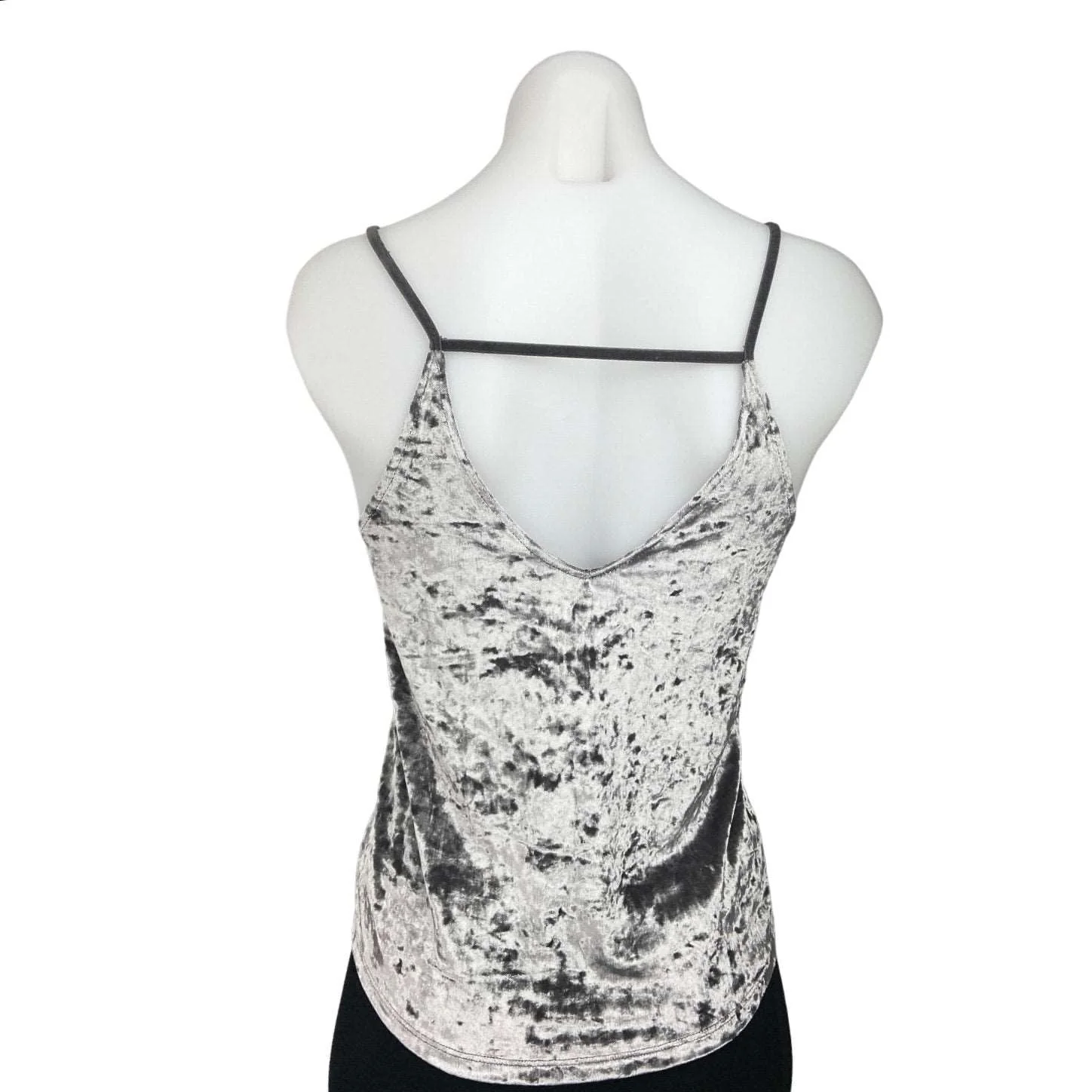 American Eagle Silver Gray Crushed Velvet Velour Sleeveless Cami Tank Top Sz XS - Image 3