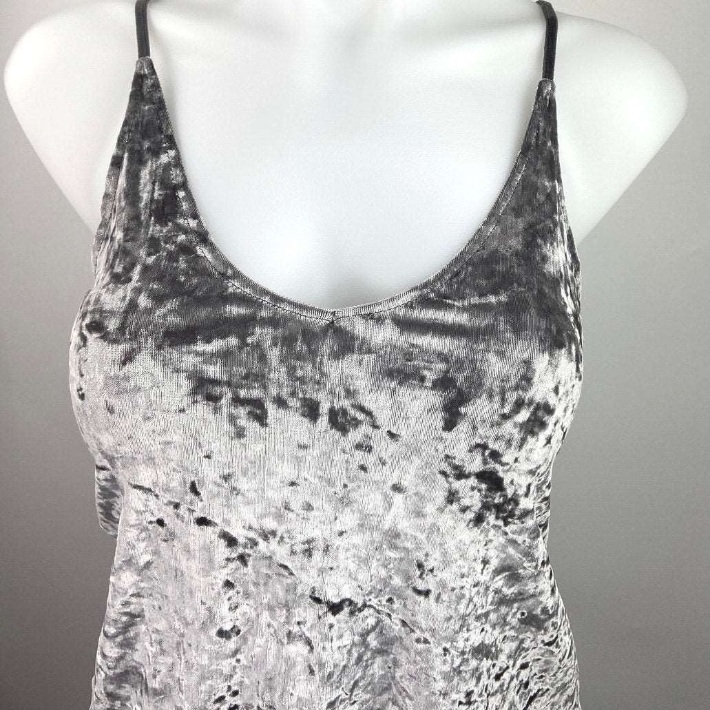 American Eagle Silver Gray Crushed Velvet Velour Sleeveless Cami Tank Top Sz XS - Image 4