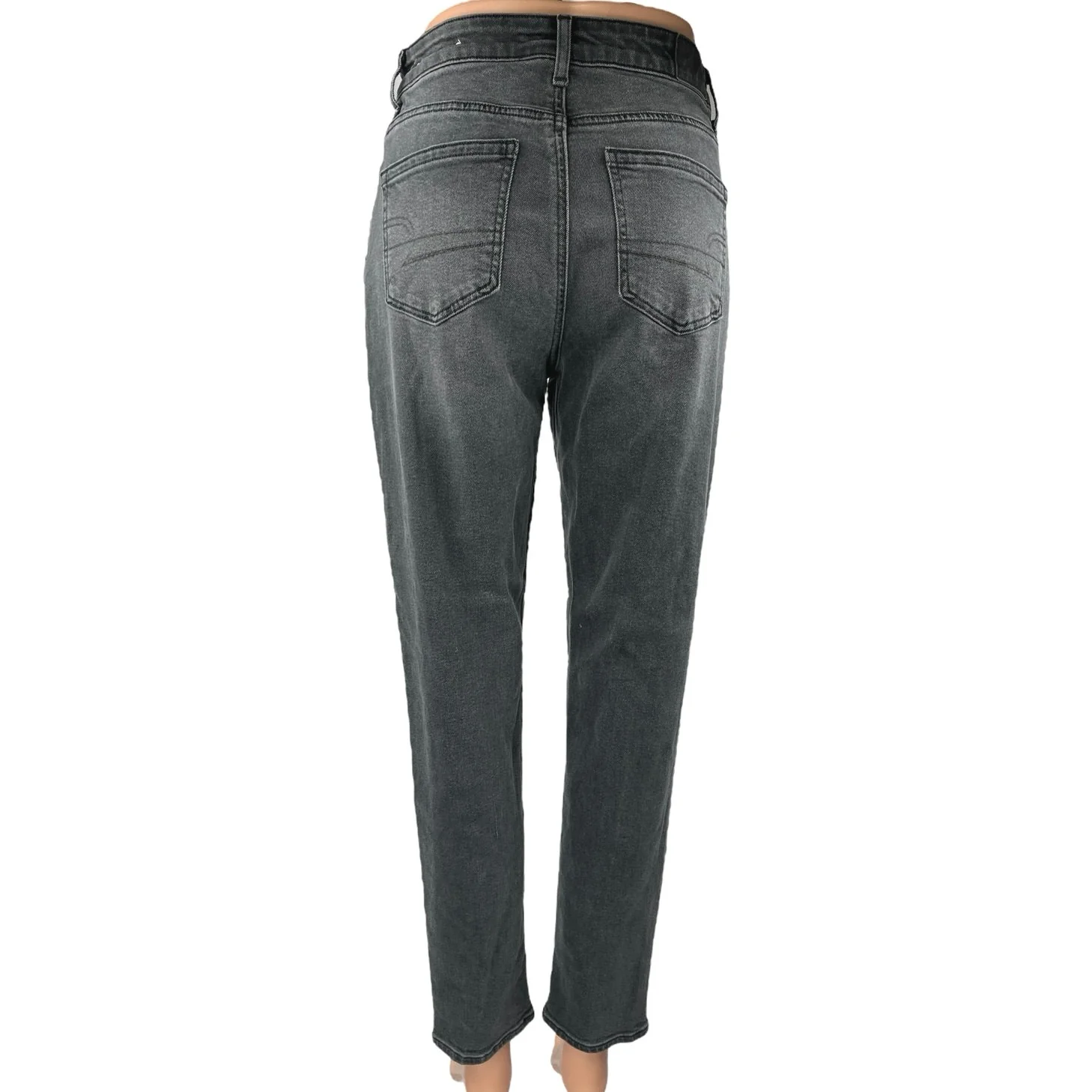 American Eagle Stretch Women's Black High Waisted Tapered Denim Jeans Size 0 - Image 3