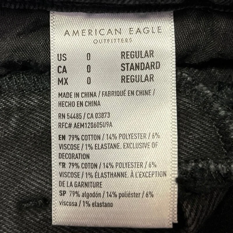 American Eagle Stretch Women's Black High Waisted Tapered Denim Jeans Size 0 - Image 4