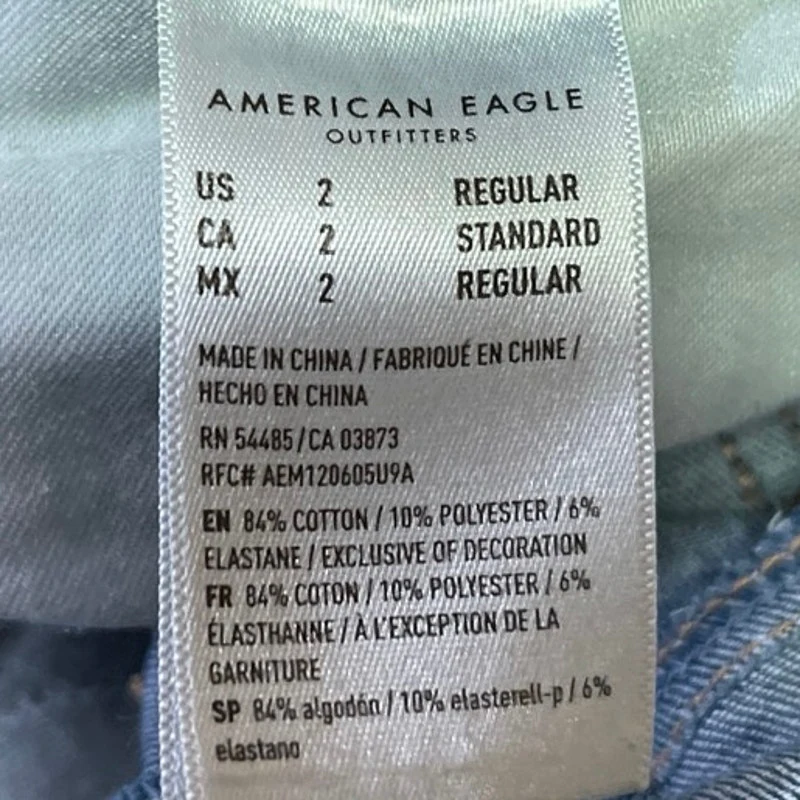 American Eagle The Dream Jean Blue Skinny Leg High Waist Denim Jeans Pants Sz 2 - Image 4