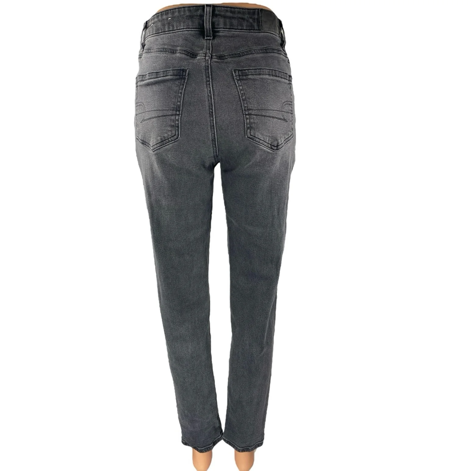 American Eagle Women's Black High Waist Straight Skinny Denim Mom Jeans Pants 2 - Image 3