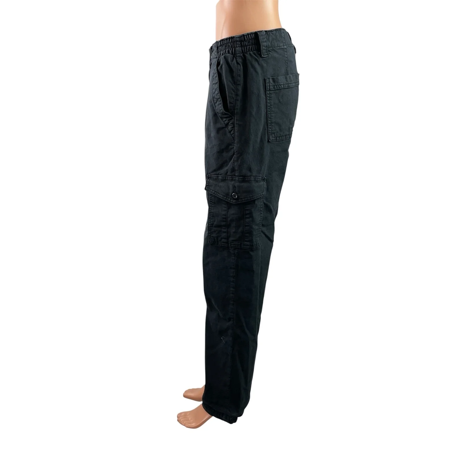 American Eagle Women's Black Stretch Straight Leg Cargo Trousers Jeans Pants 8 - Image 2