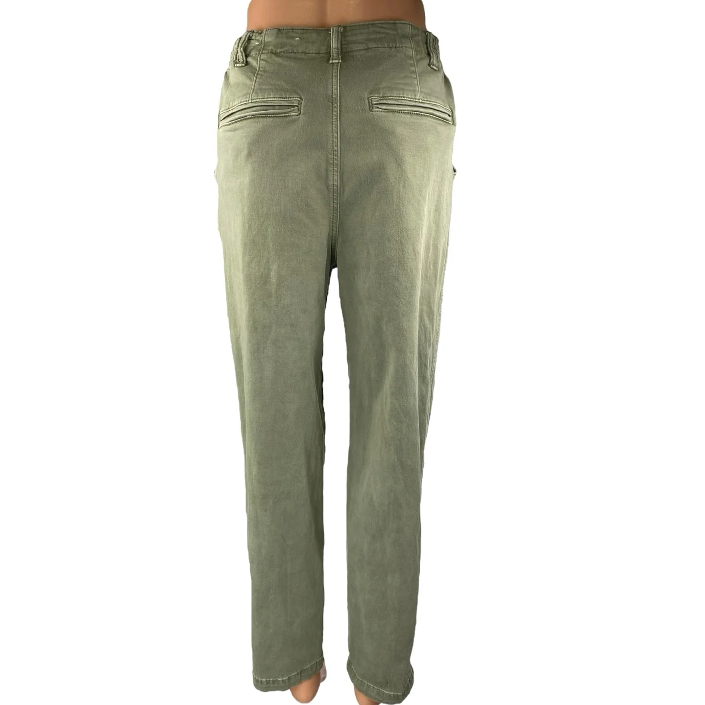 American Eagle Women's Green High Waist Straight Tapered Leg Trousers Pants Sz 6 - Image 3