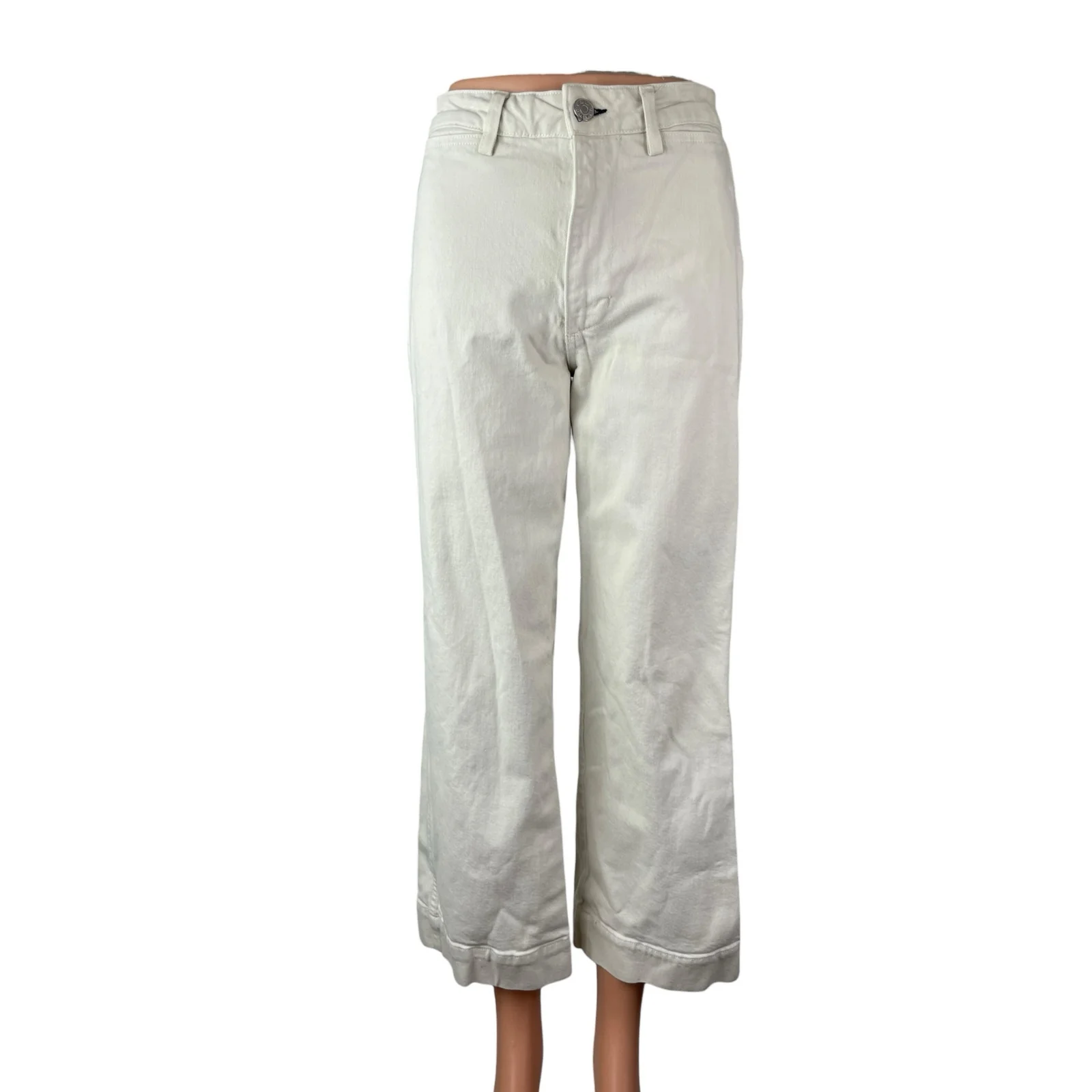 Amo Audrey Women's White Palazzo Utility Baggy Wide Leg Denim Jeans Pants Sz 26