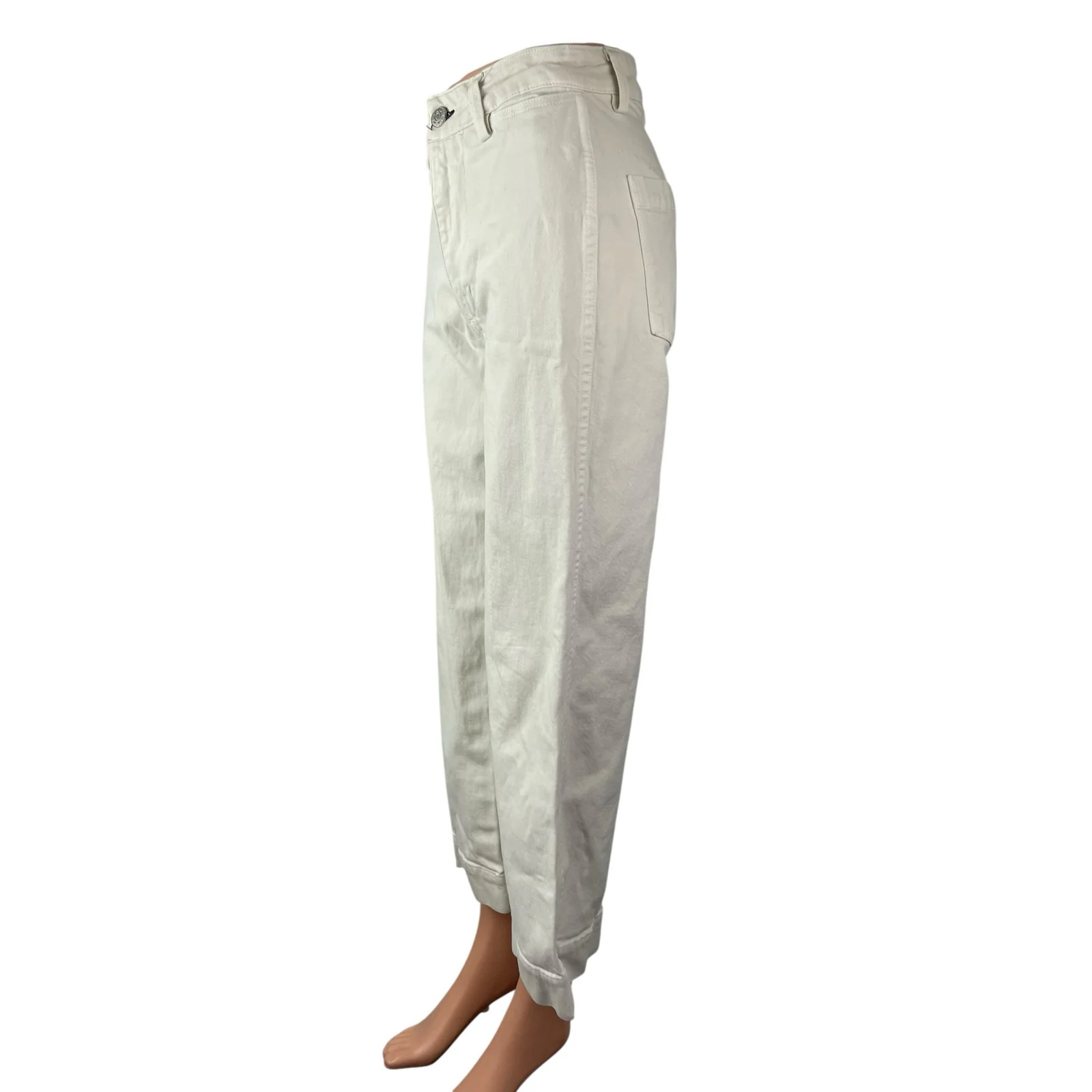 Amo Audrey Women's White Palazzo Utility Baggy Wide Leg Denim Jeans Pants Sz 26 - Image 3