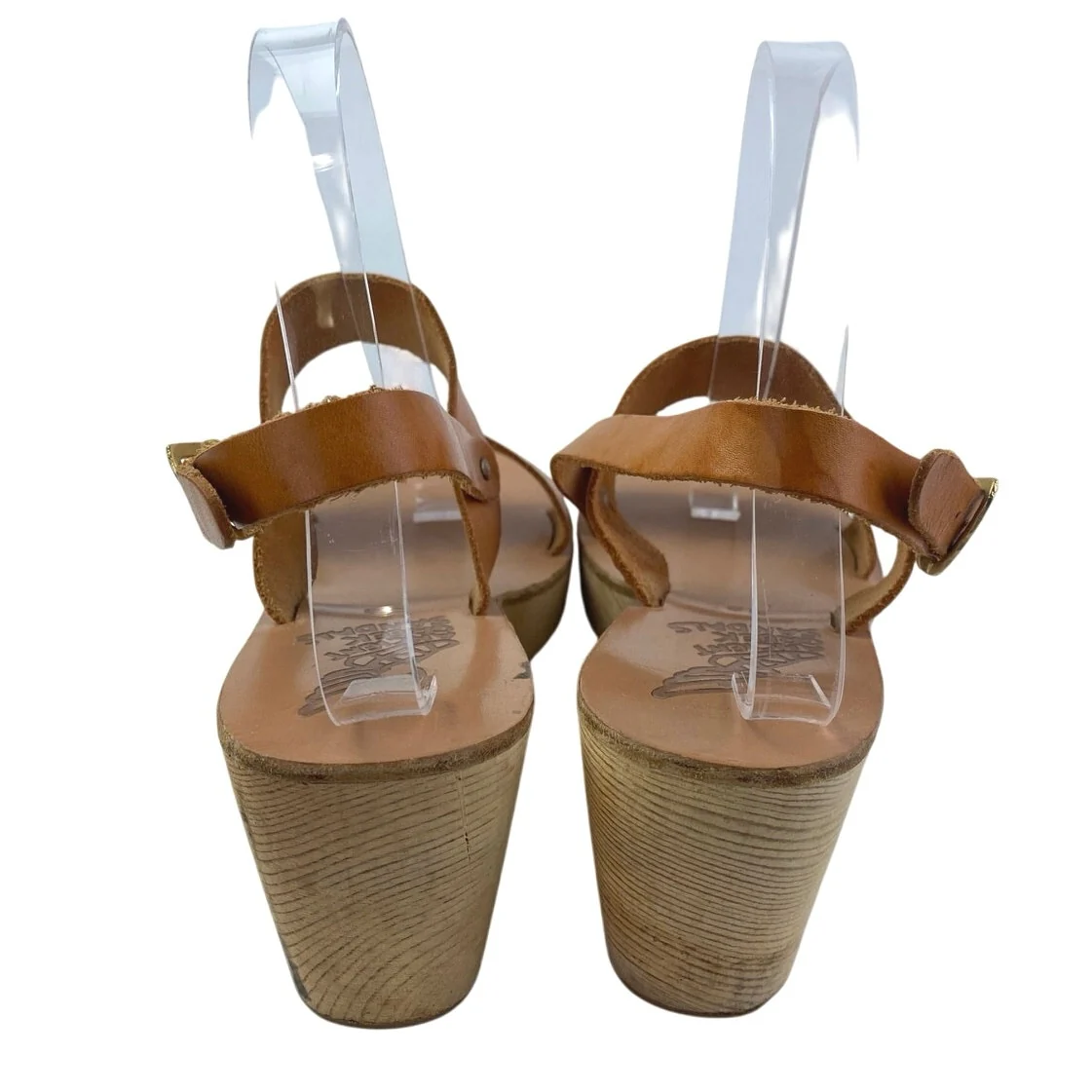 Ancient Greek Sandals Women's Brown Leather Open Toe Slingback Wedge Heels Sz 8 - Image 3