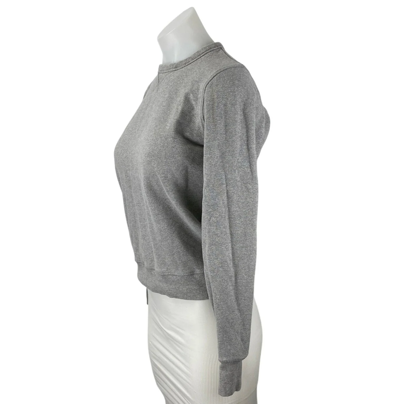 Ann Mashburn Women's Gray Crewneck Long Sleeve Crop Sweatshirt Sweater Top Sz XS - Image 2