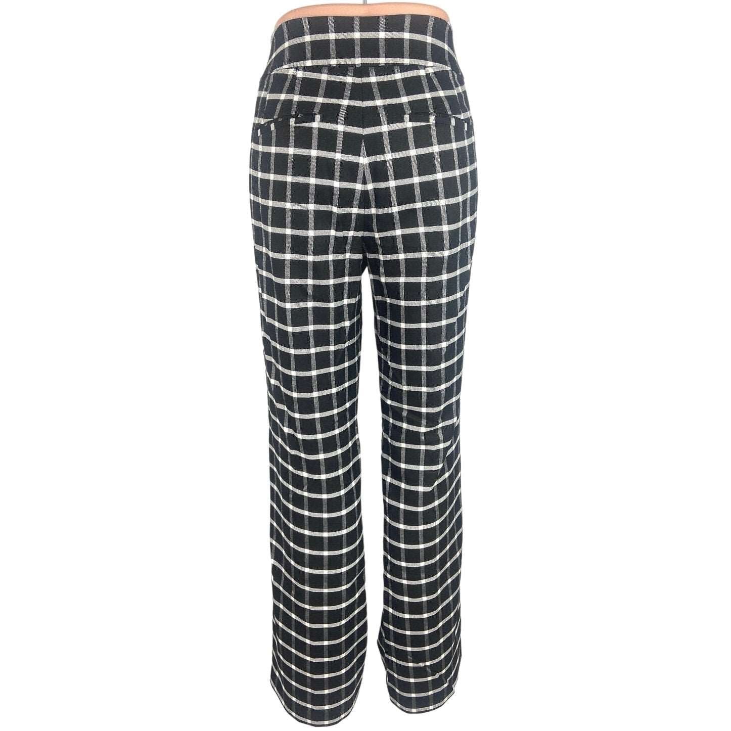 Ann Taylor Black Plaid Side Zip Straight Leg High Rise Ankle Dress Pants Size 8 - Image 3