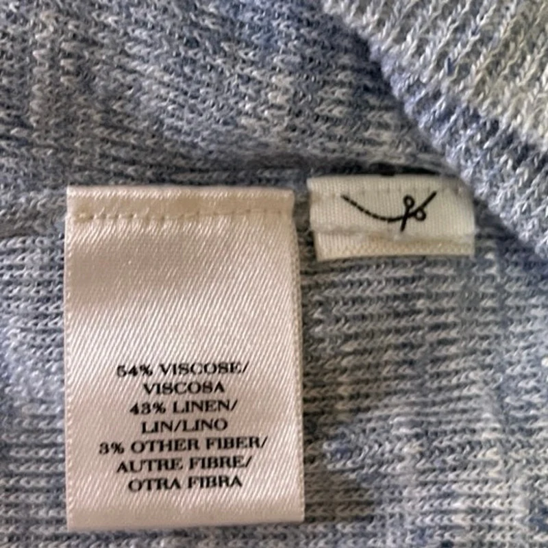 Ann Taylor Blue Ribbed Knit Long Sleeve Scoop Neck Linen T Shirt Tee Top Size XS - Image 4