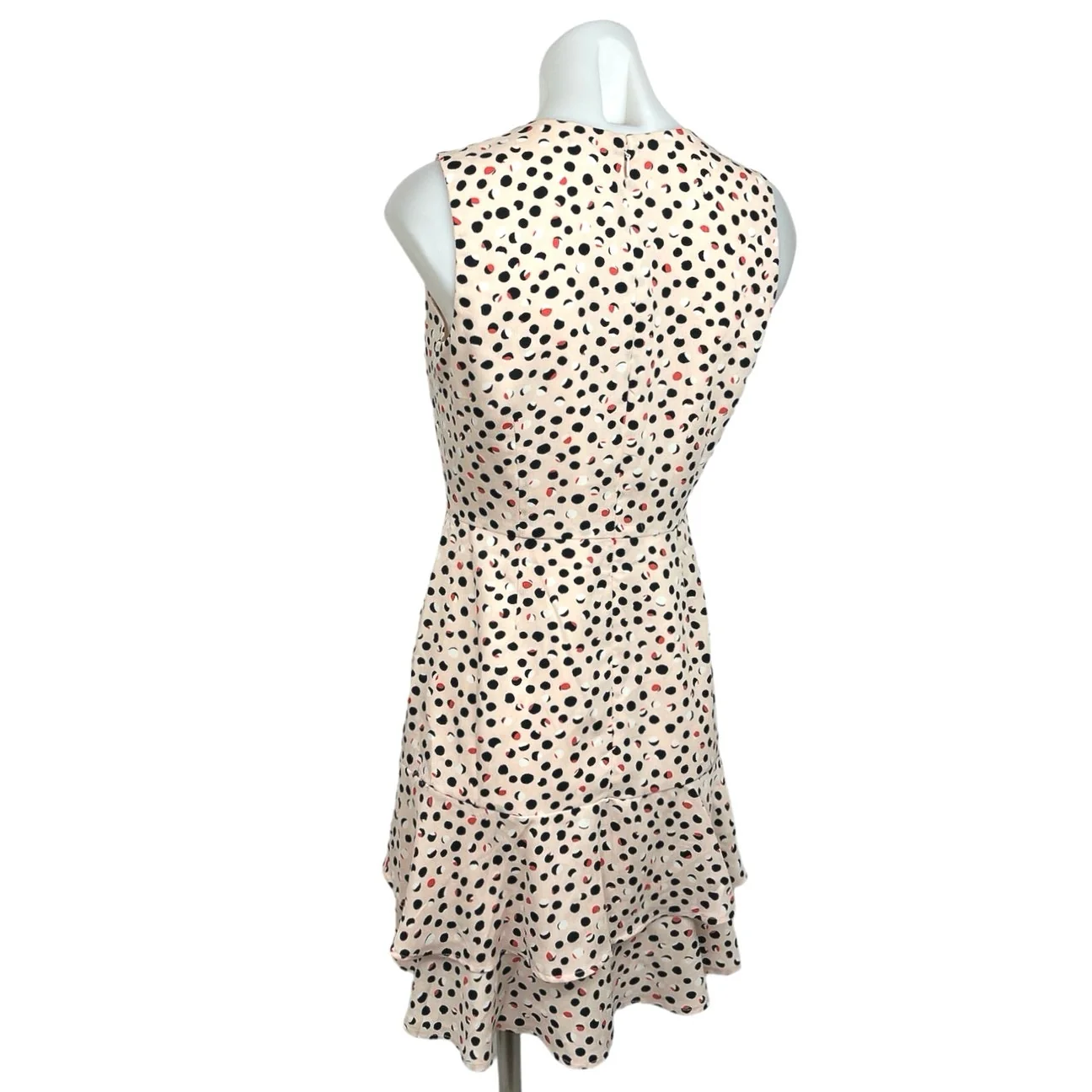 Ann Taylor Factory Cream Polka Dot Ruffle V Neck Fit & Flare Mini Dress Size 2P - Image 2