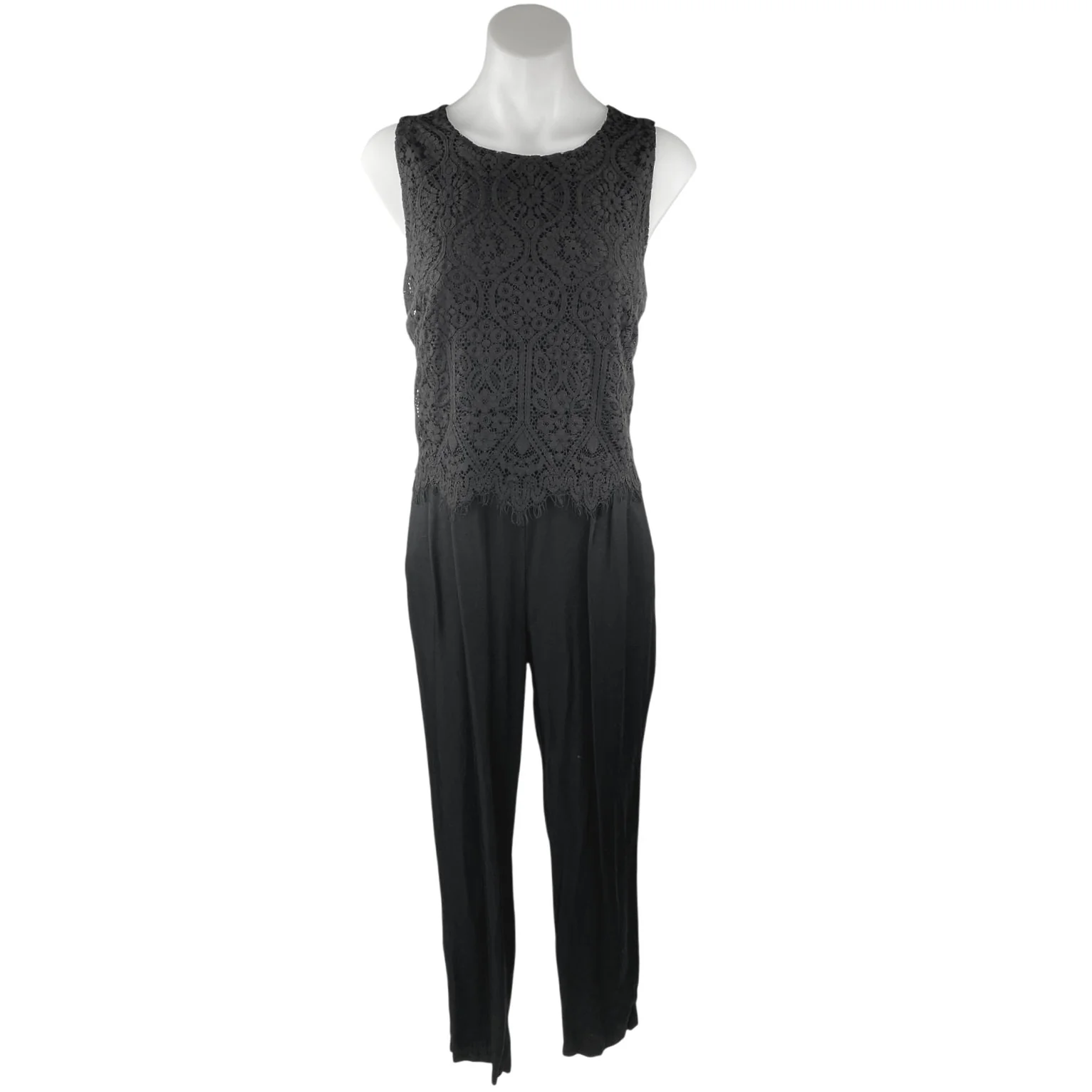 Ann Taylor LOFT Black Floral Lace Sleeveless Tapered Leg Tank Jumpsuit Size 6