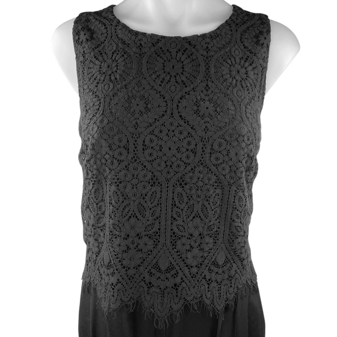 Ann Taylor LOFT Black Floral Lace Sleeveless Tapered Leg Tank Jumpsuit Size 6 - Image 4