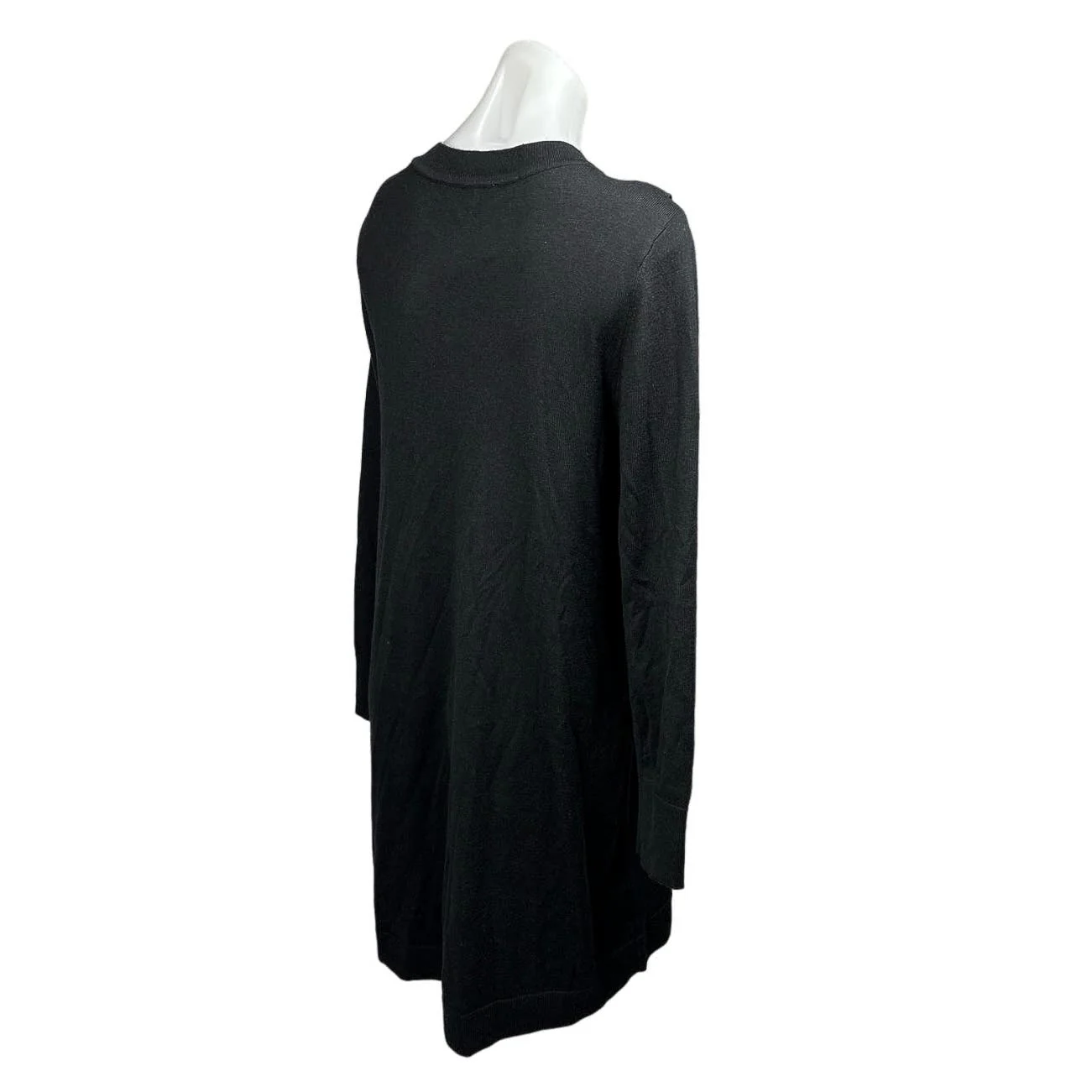 Ann Taylor LOFT Black Polka Dot Mesh Ruffles Long Sleeve Midi Sweater Dress Sz M - Image 3
