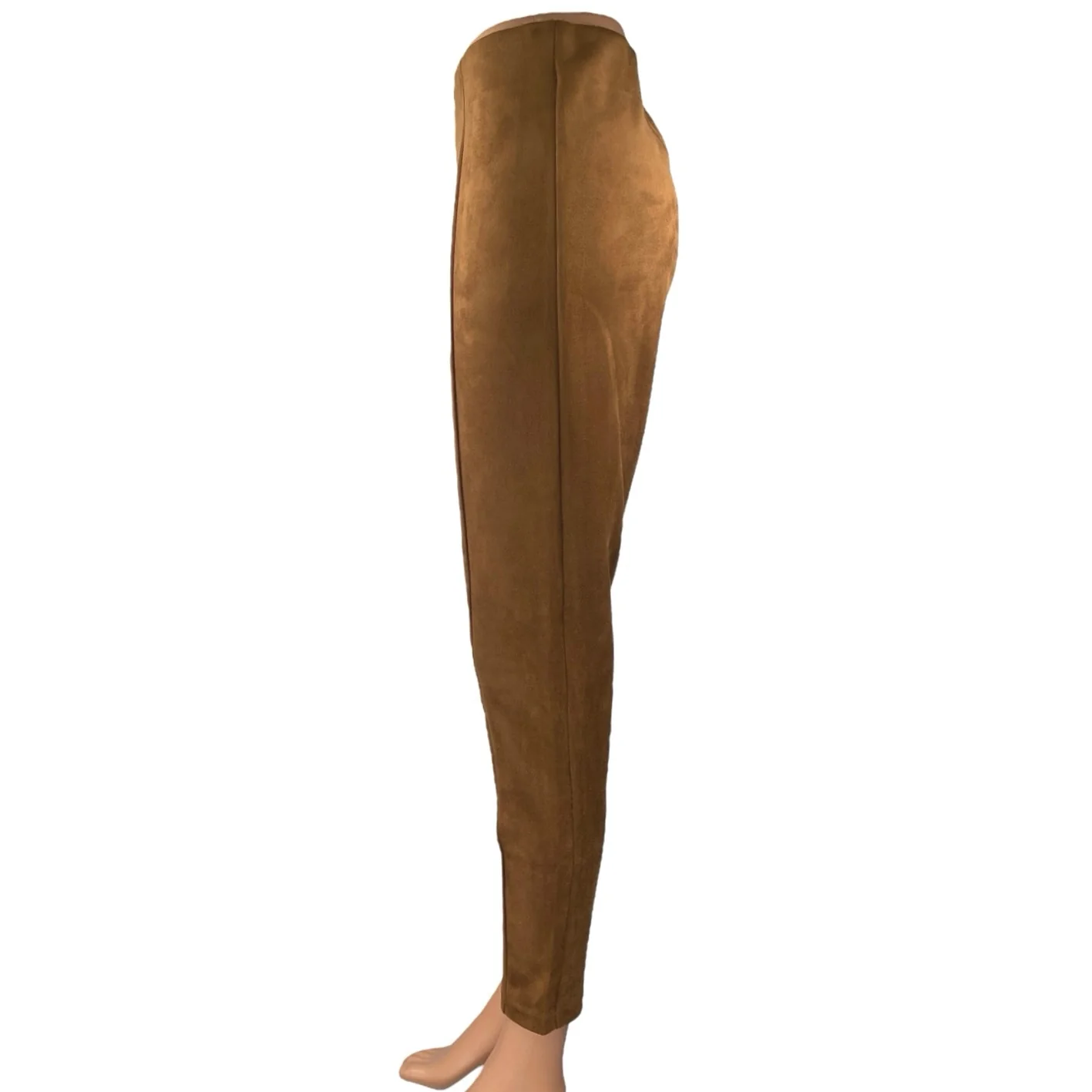 Ann Taylor LOFT Brown Faux Suede Skinny Leg High Waisted Trousers Dress Pants M - Image 2