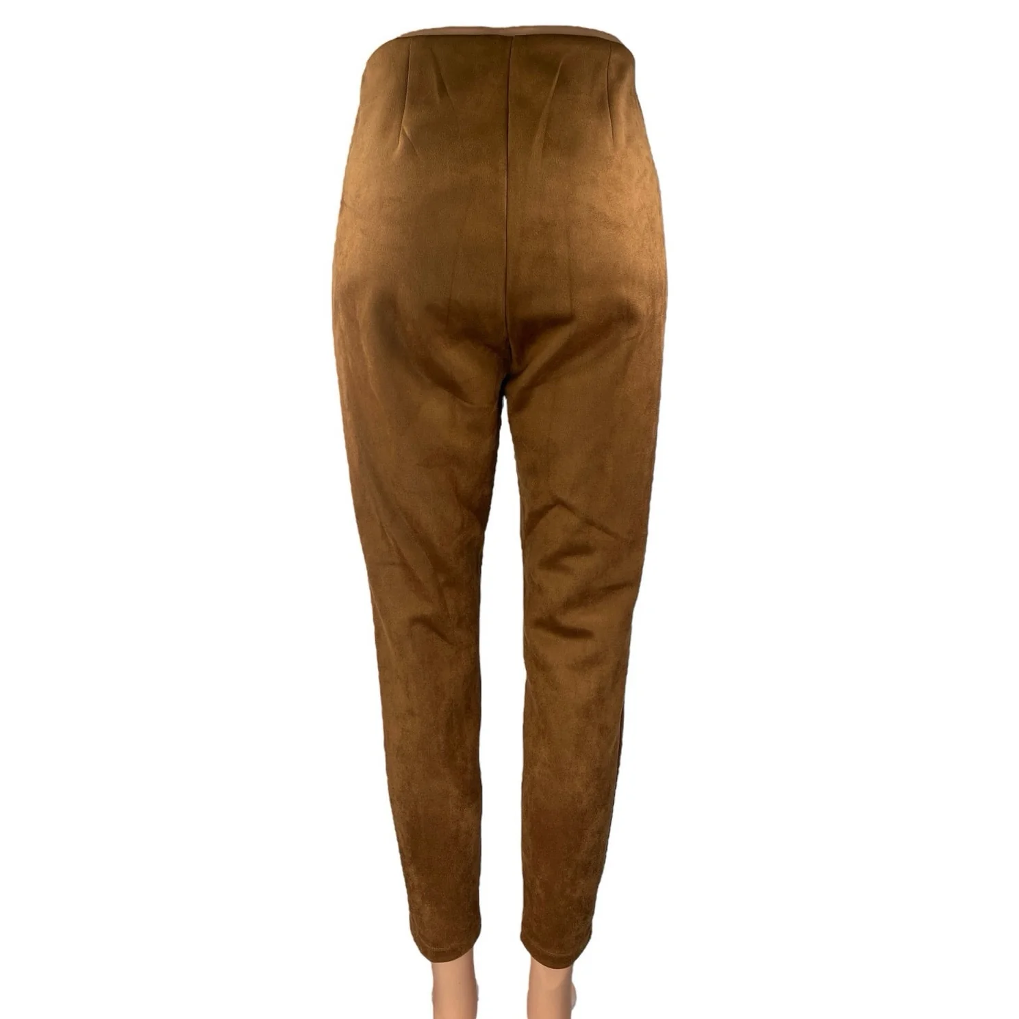 Ann Taylor LOFT Brown Faux Suede Skinny Leg High Waisted Trousers Dress Pants M - Image 3