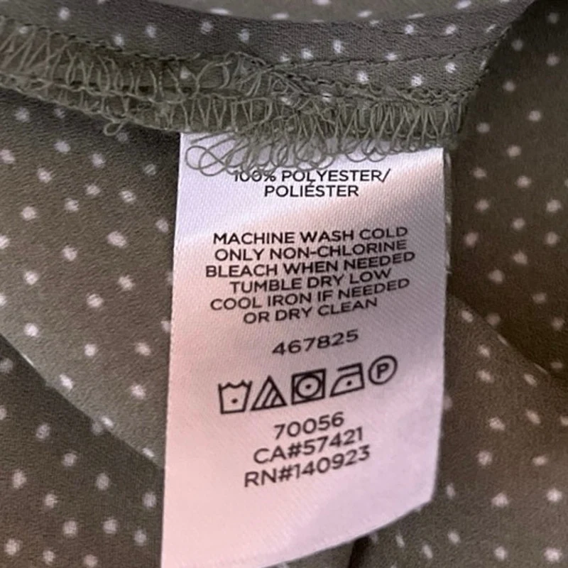 Ann Taylor LOFT Green Polka Dots Short Sleeve Ruffle Babydoll Blouse Top Size S - Image 4