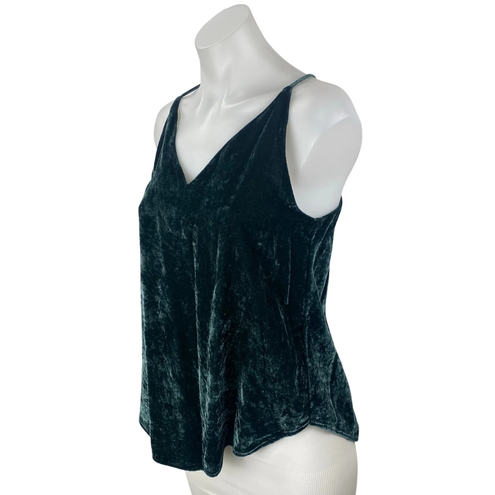 Ann Taylor Loft Green Velvet Velour Sleeveless V Neck Cami Camisole Tank Top XXS - Image 2