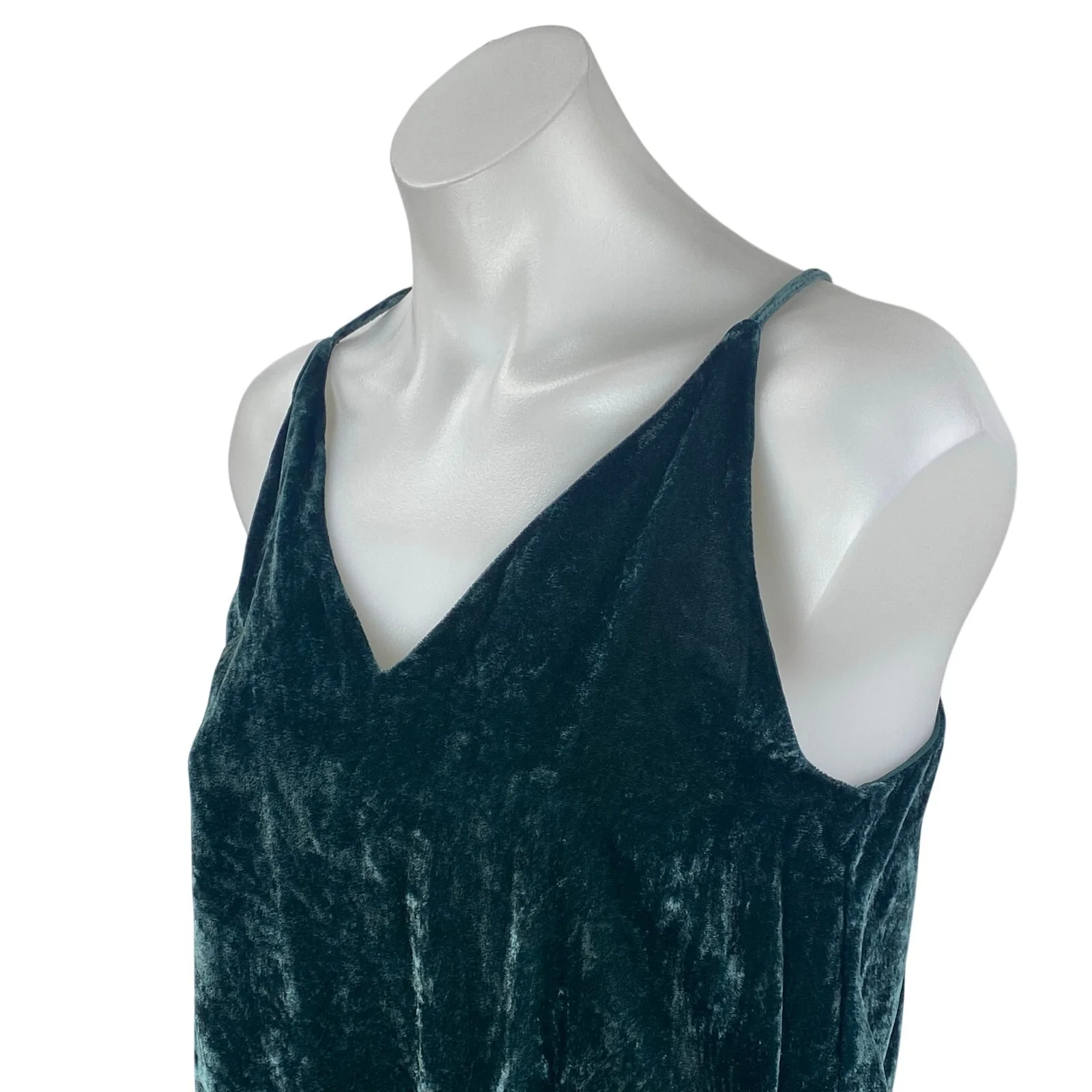 Ann Taylor Loft Green Velvet Velour Sleeveless V Neck Cami Camisole Tank Top XXS - Image 3