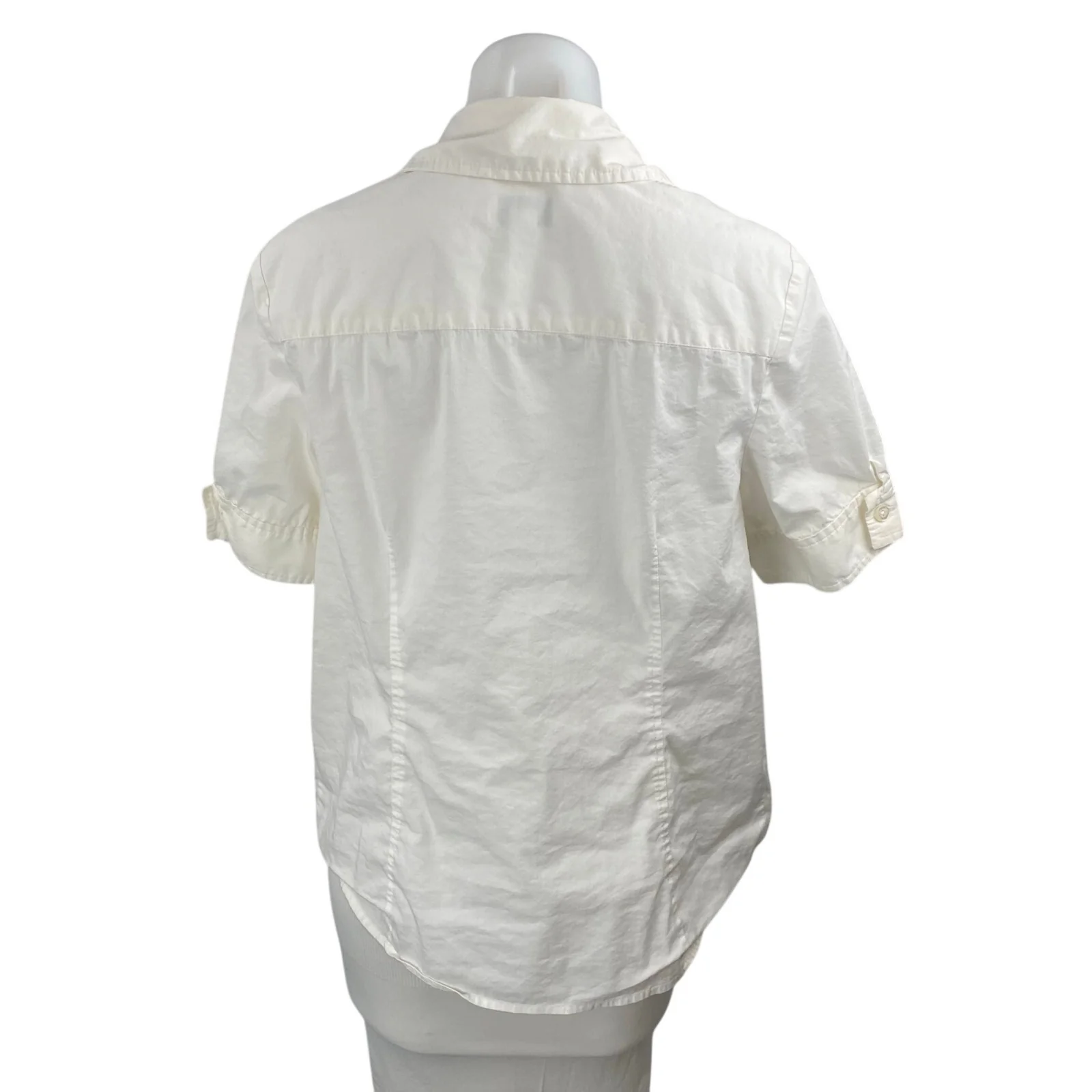Ann Taylor LOFT Maternity White Collared Short Sleeve Button Down Shirt Top Sz M - Image 2