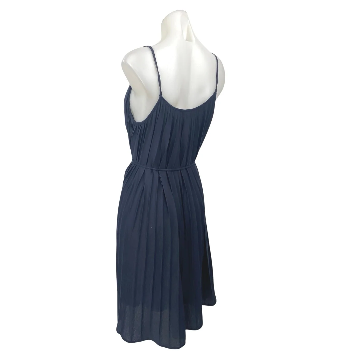 Ann Taylor LOFT Navy Pleated Sleeveless Cami Camisole Midi A-Line Dress Size M - Image 2
