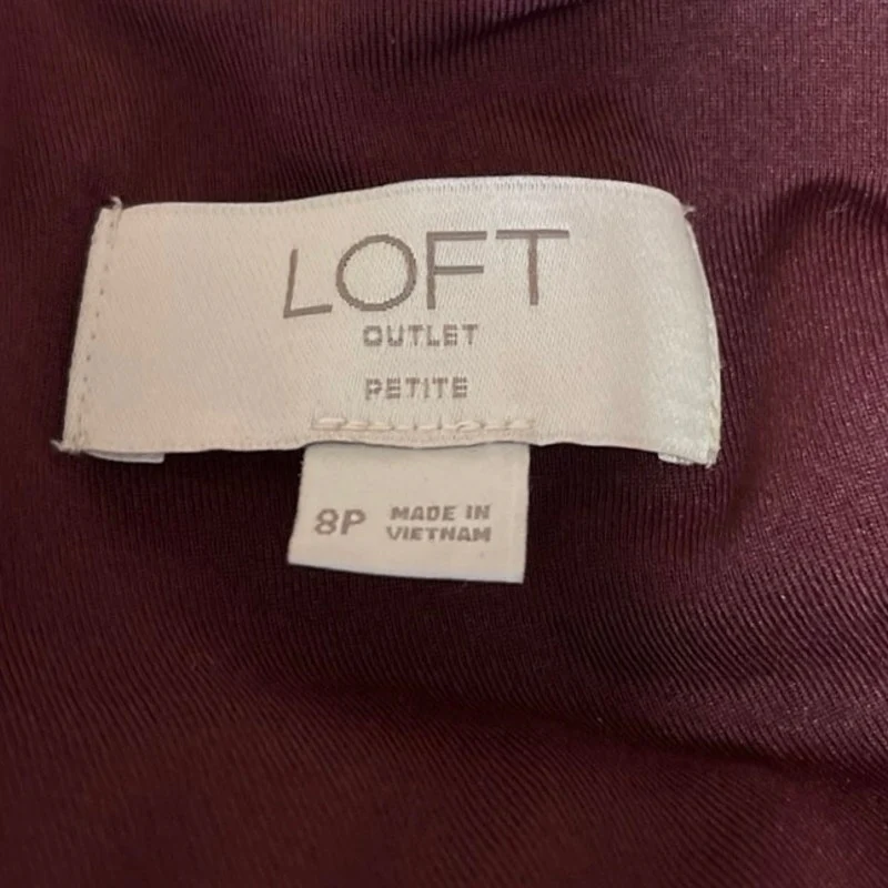 Ann Taylor LOFT Purple Burgandy Faux Wrap V-Neck Long Sleeve Career Dress Size 8 - Image 3