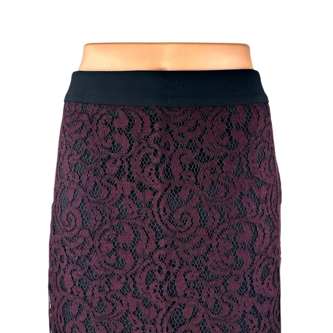 Ann Taylor LOFT Purple Floral Lace Zip Knee Length Straight Pencil Skirt Size 10 - Image 3