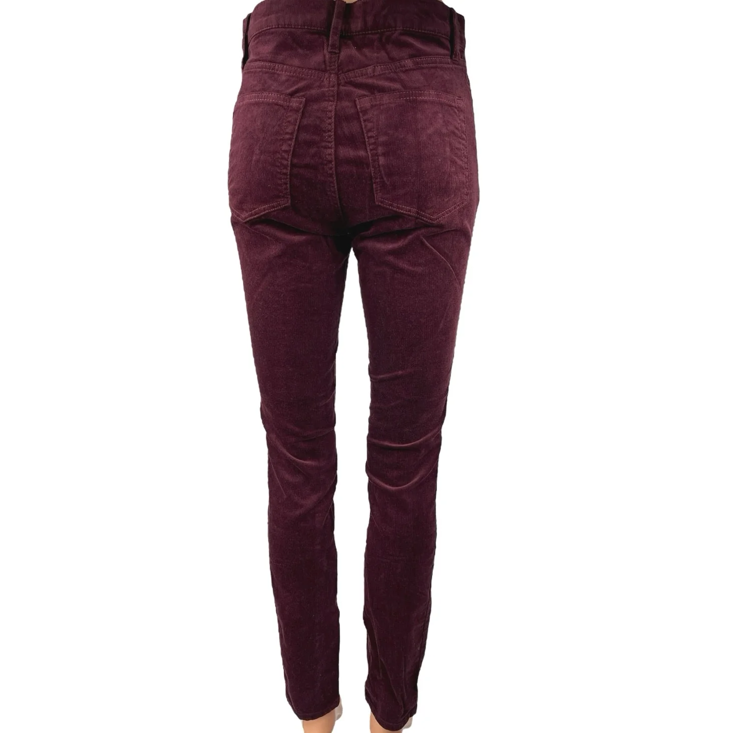 Ann Taylor LOFT Red Corduroy Velvet Velour High Rise Skinny Denim Jeans Pants 26 - Image 3