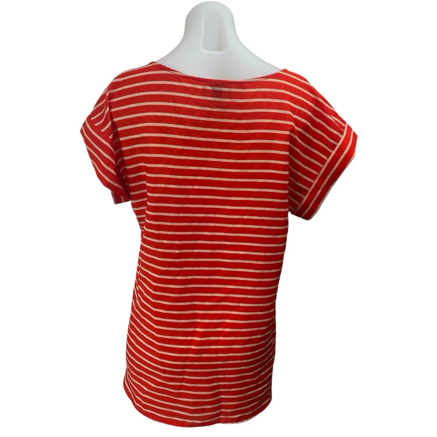 Ann Taylor LOFT Red White Striped Short Drop Sleeve T Shirt Tee Top Size 10 - Image 2