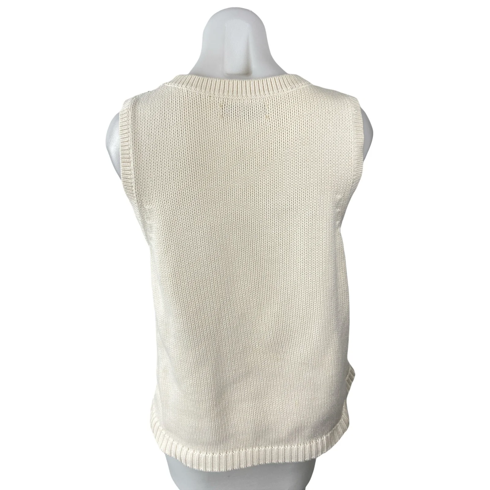 Ann Taylor LOFT Women's Beige Sleeveless Cable Knit Tank Sweater Top Size L - Image 3