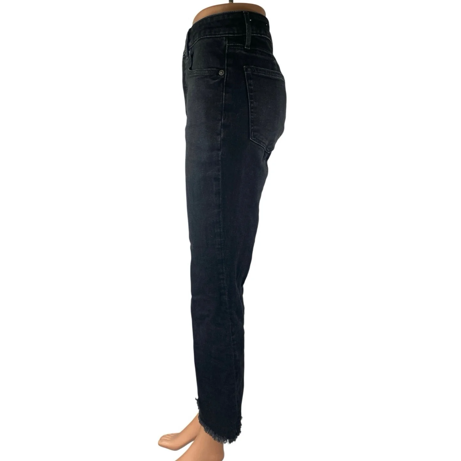 Ann Taylor LOFT Women's Black Frayed Raw Hem Flared Bootcut Denim Jeans Size 2 - Image 2