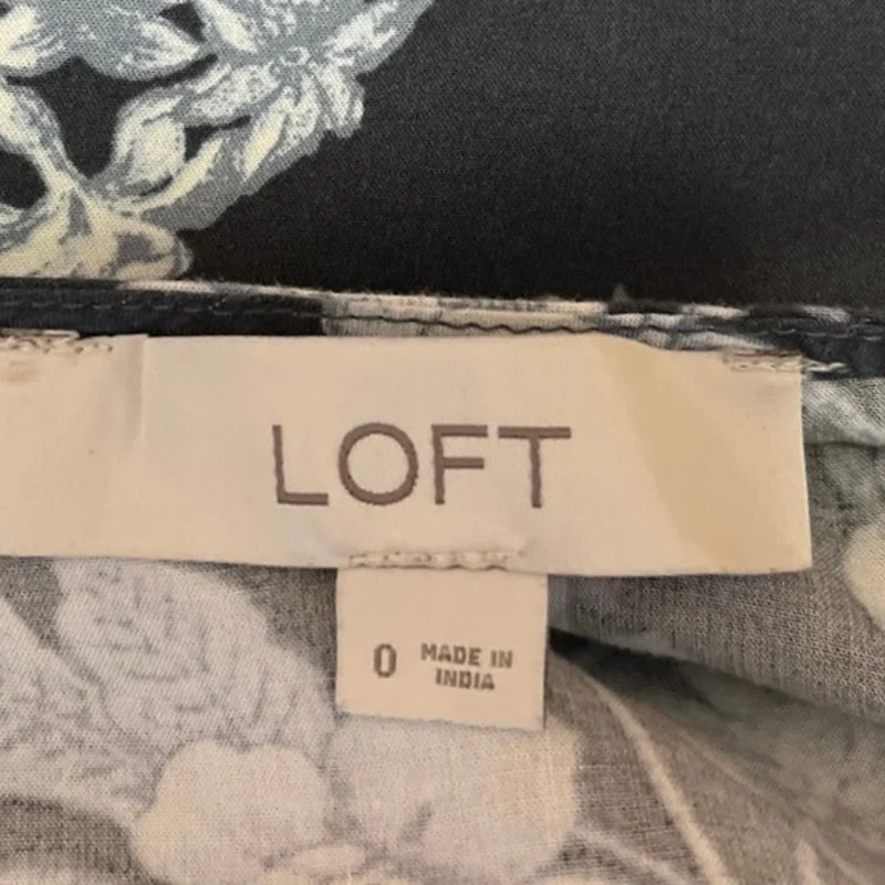Ann Taylor LOFT Women's Black Gray Floral Ruffle Button Up Mini A Line Dress 0 - Image 3