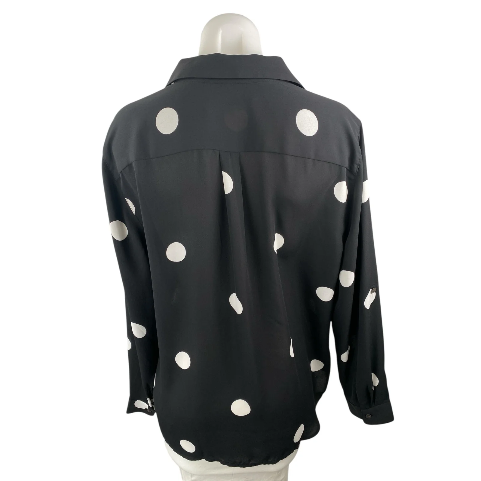 Ann Taylor LOFT Women's Black Polka Dots Long Sleeve Button Down Shirt Top L - Image 4