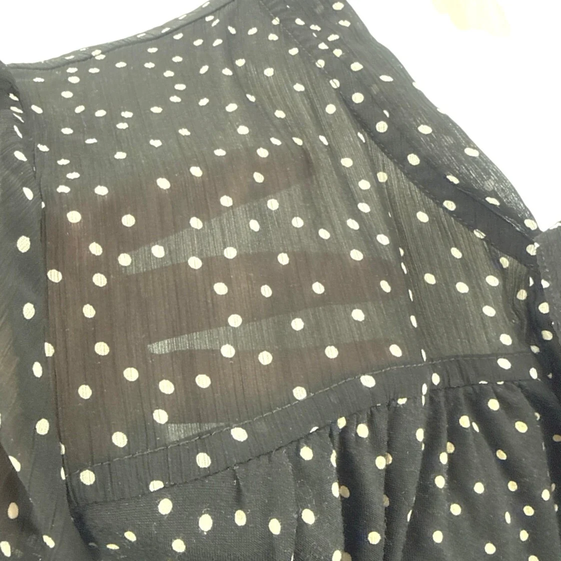 Ann Taylor Loft Women's Black White Polka Dots Short Sleeve Blouse Top Size LP - Image 4