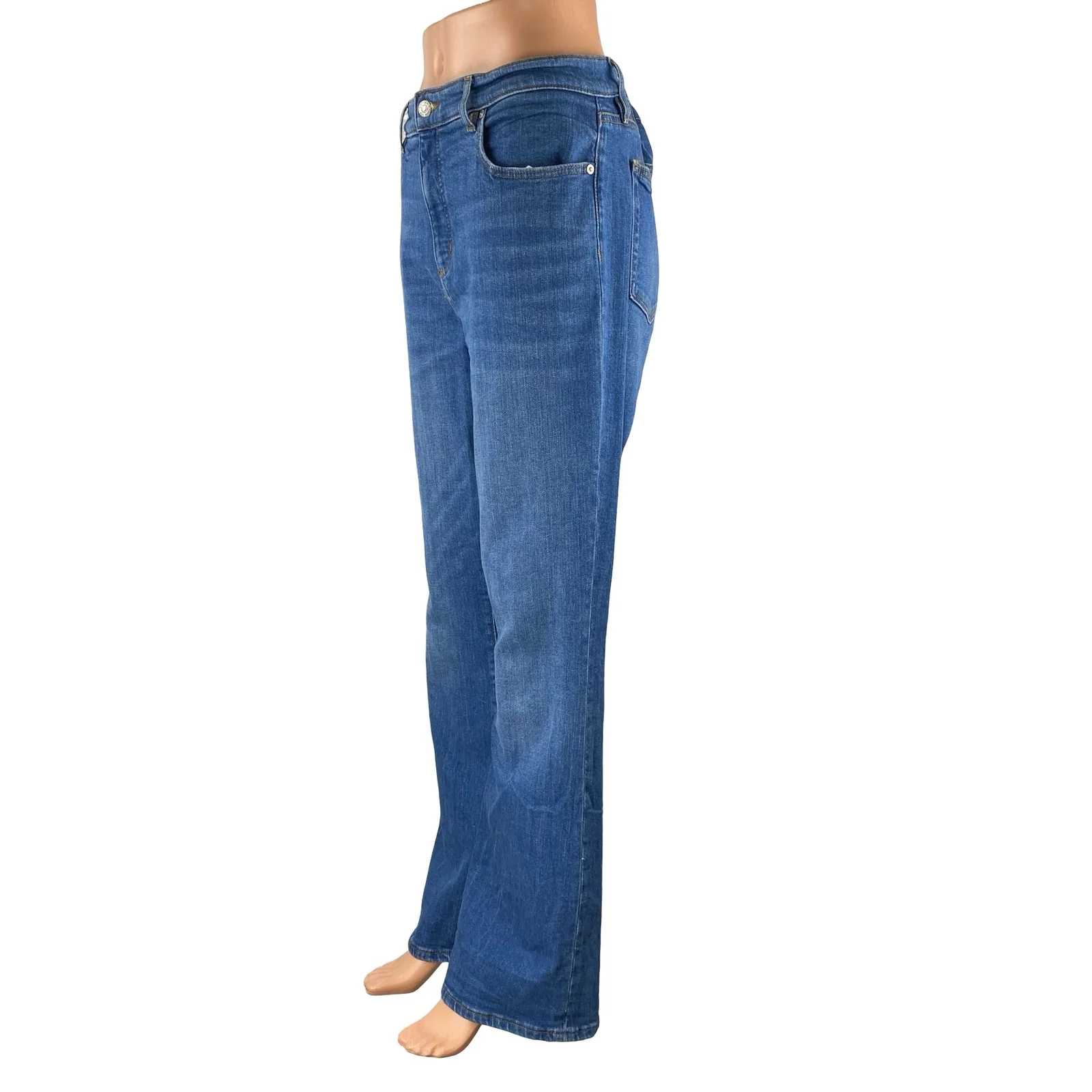 Ann Taylor LOFT Women's Blue High Rise Straight Leg Relaxed Denim Jeans Size 32 - Image 2