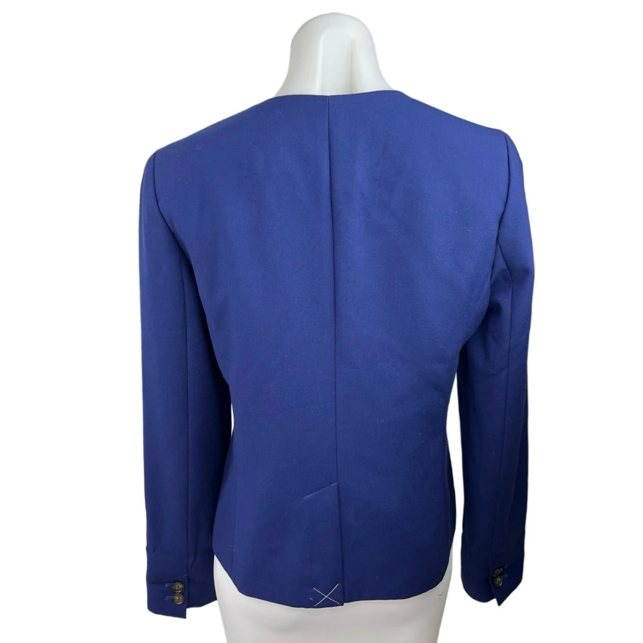 Ann Taylor Loft Blue Long Sleeve V Neck Open Front Career Blazer Coat Jacket 8 - Image 2