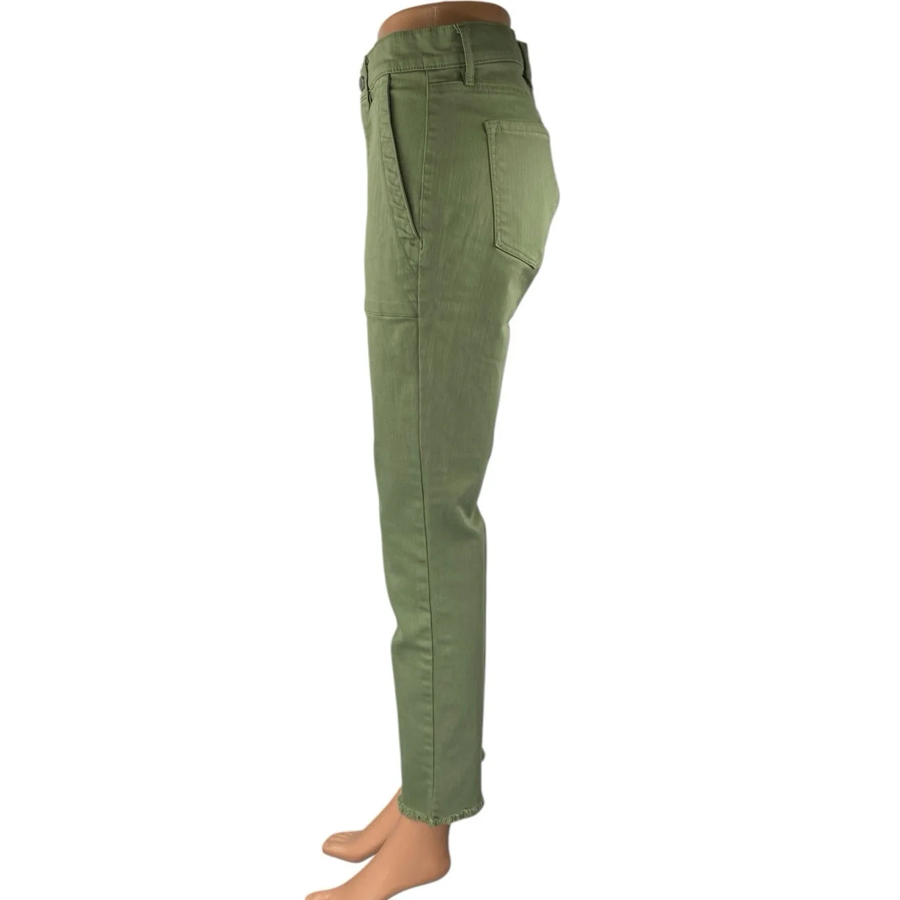 Ann Taylor LOFT Women's Green Mid Rise Skinny Frayed Raw Hem Trousers Pants Sz 2 - Image 2