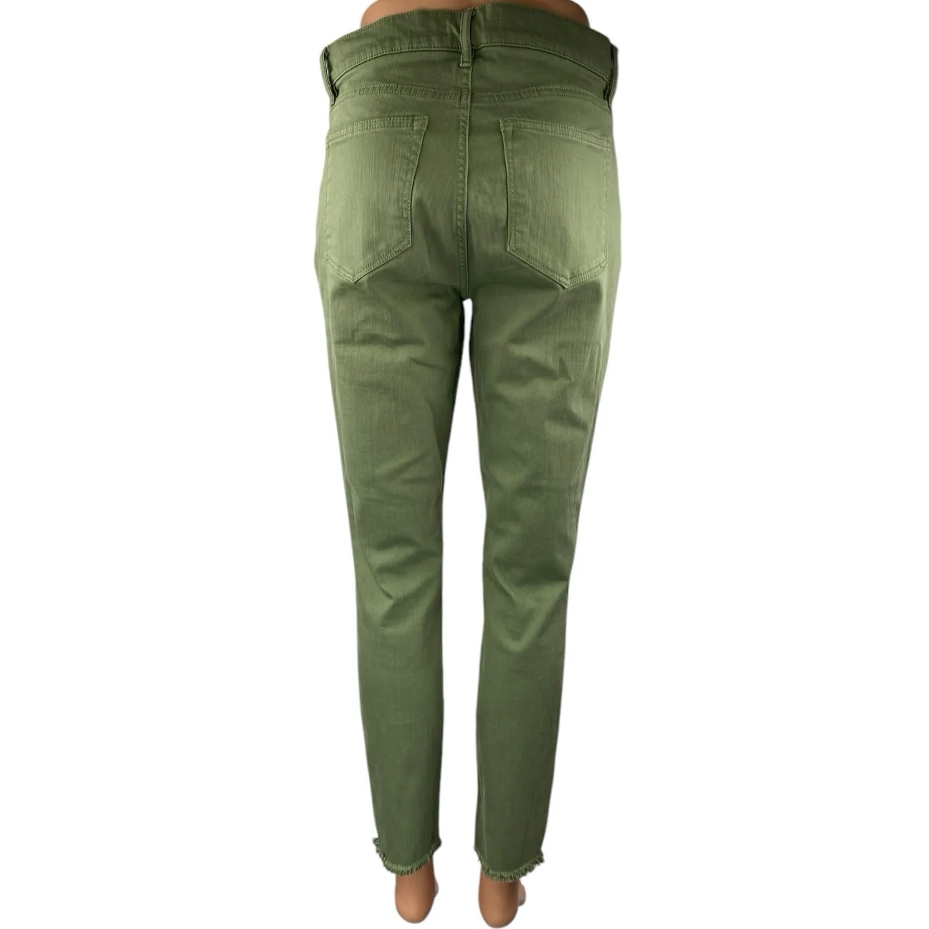Ann Taylor LOFT Women's Green Mid Rise Skinny Frayed Raw Hem Trousers Pants Sz 2 - Image 3