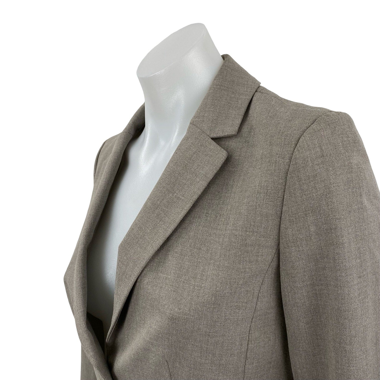 Ann Taylor LOFT Womens Khaki Long Sleeve Collared Button Blazer Coat Jacket 0P - Image 3
