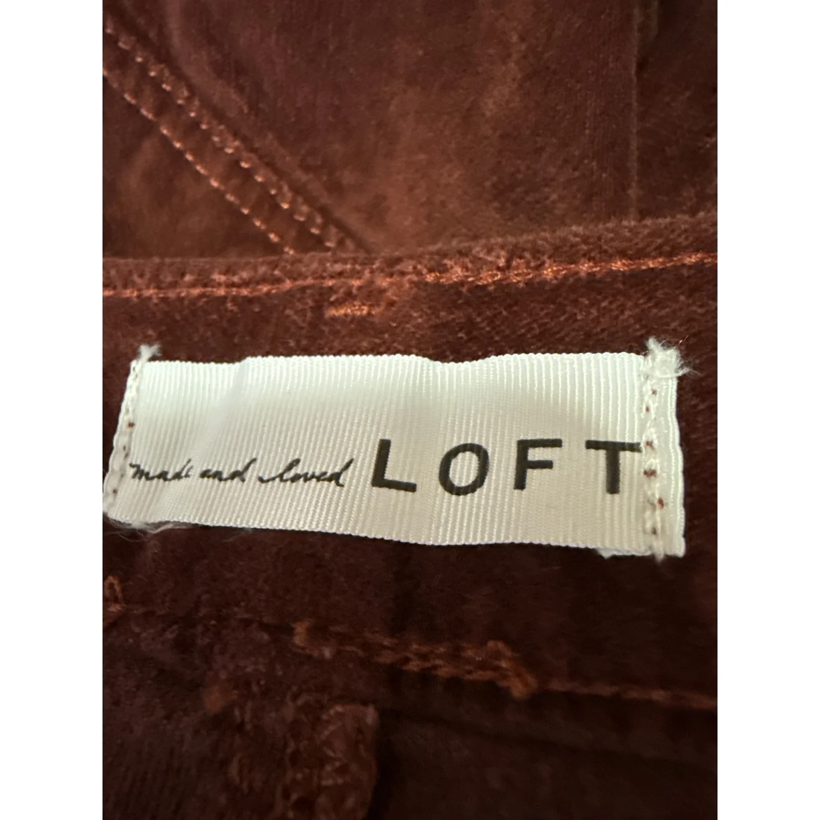Ann Taylor Loft Women's Red Faux Suede High Waist Skinny Trousers Pants Size 27 - Image 4